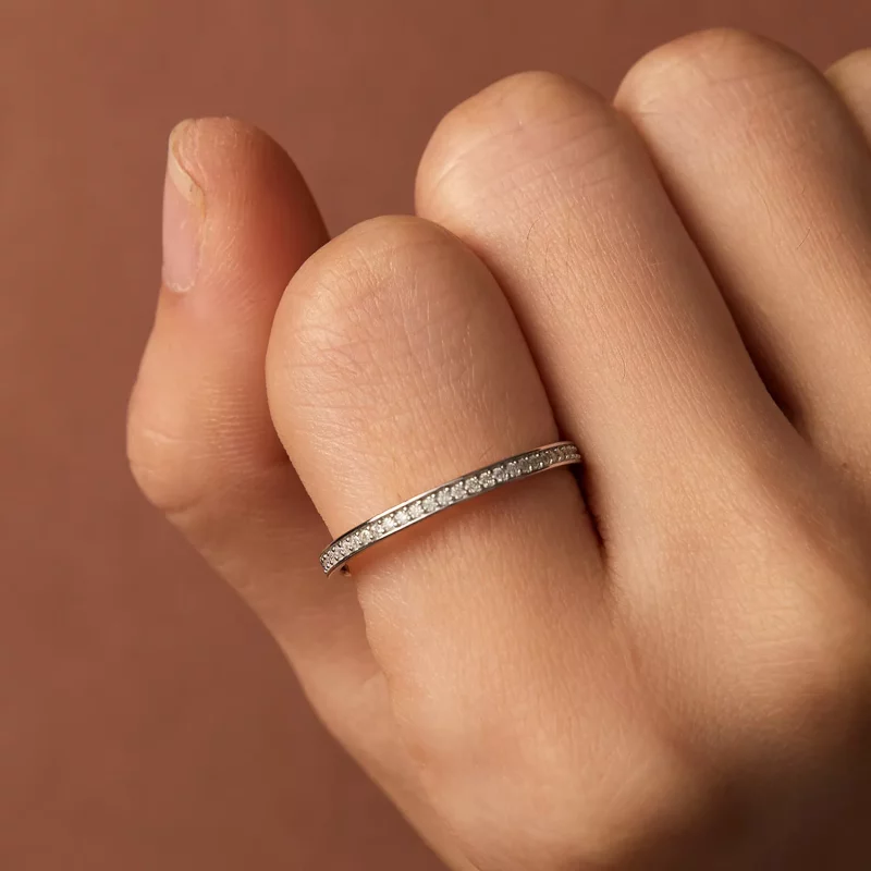 (imagen para) Anillo de Moissanita con estilo Pandora y pavé - MSR030 - Ver 7