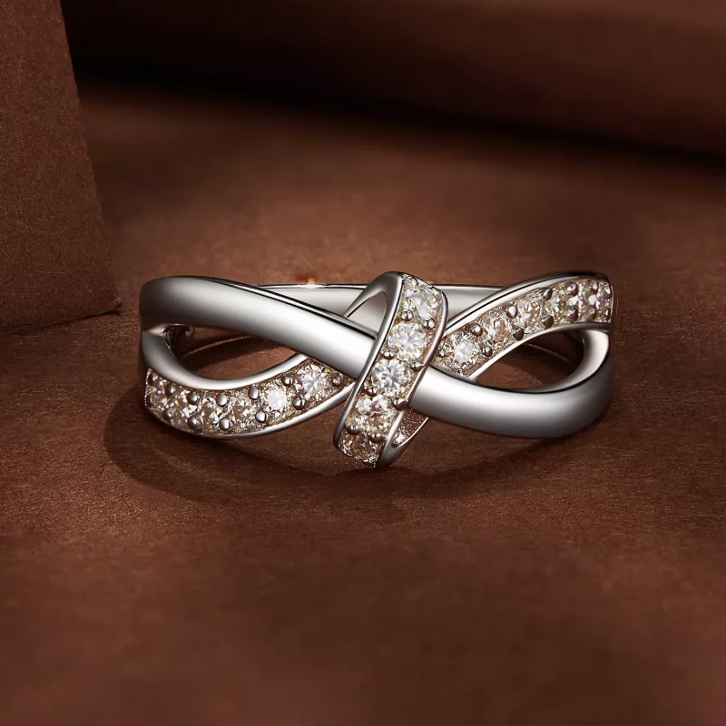(imagen para) Anillo de Moissanite estilo Pandora con cruz enrollada - MSR031 - Ver 3