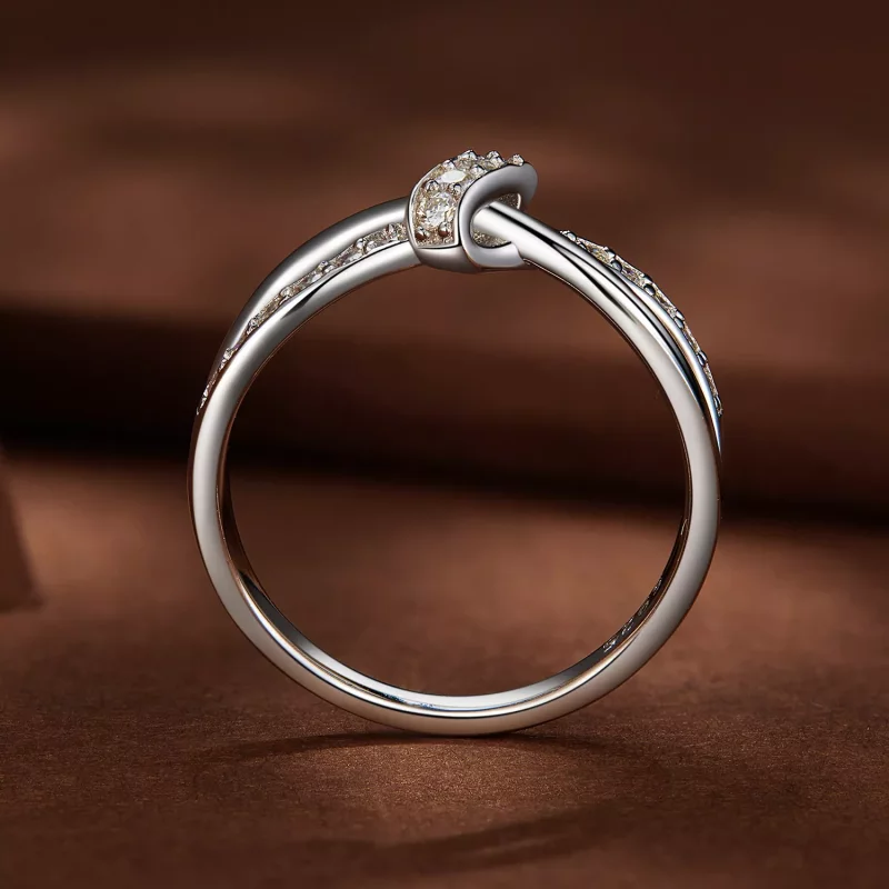 (imagen para) Anillo de Moissanite estilo Pandora con cruz enrollada - MSR031 - Ver 4