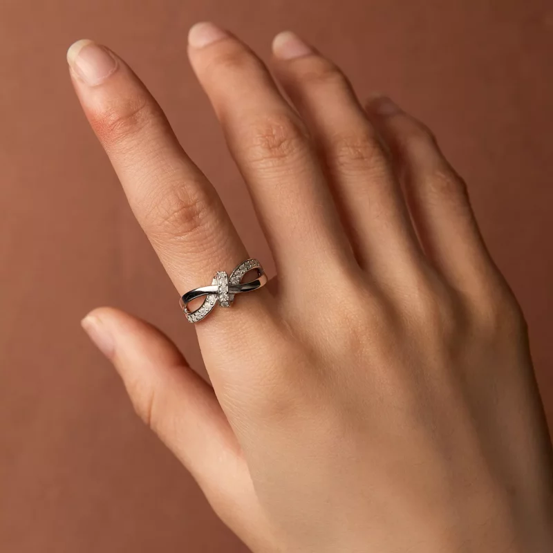 (imagen para) Anillo de Moissanite estilo Pandora con cruz enrollada - MSR031 - Ver 6