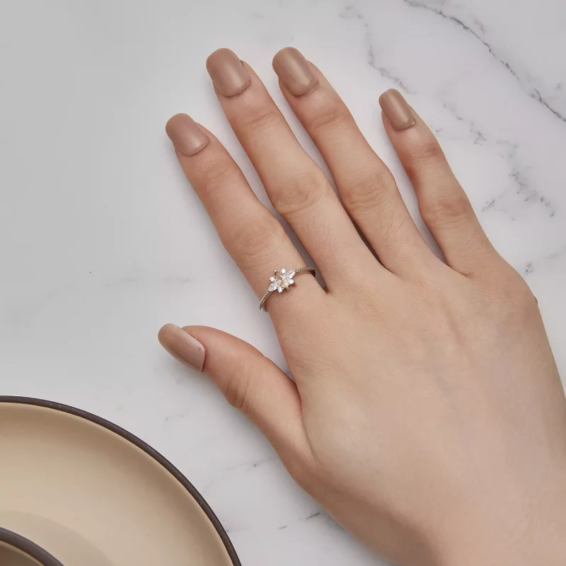 (imagen para) Anillo de piedra central estilo Pandora color champán - BSR437 - Ver 5