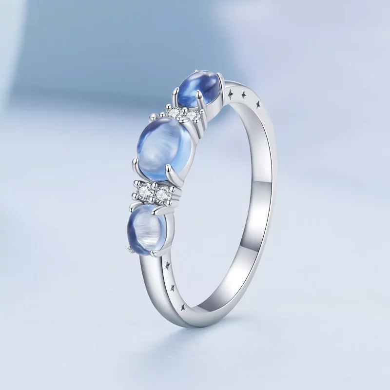 (imagen para) Anillo estilo Pandora con 3 piedras - BSR427 - Ver 2