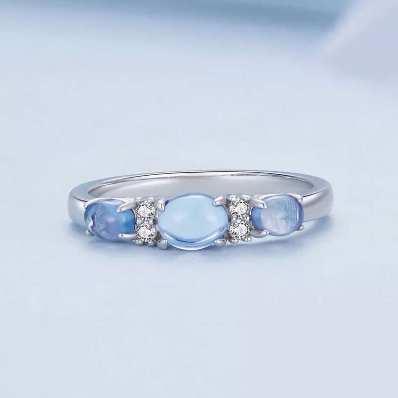 (imagen para) Anillo estilo Pandora con 3 piedras - BSR427 - Ver 3