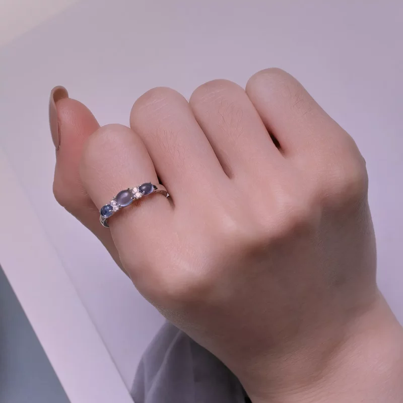 (imagen para) Anillo estilo Pandora con 3 piedras - BSR427 - Ver 5