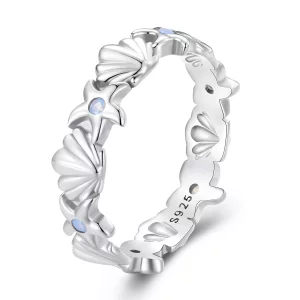 (imagen para) Anillo estilo Pandora con estrella de mar y concha - BSR430