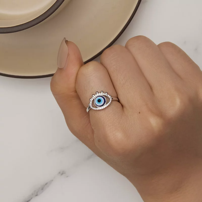 (imagen para) Anillo estilo Pandora con ojo de diablo - BSR445 - Ver 6