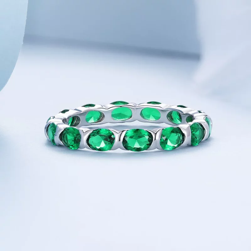 (imagen para) Anillo estilo Pandora con pavé completo de espinela verde - BSR432 - Ver 3