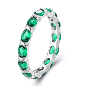 (imagen para) Anillo estilo Pandora con pavé completo de espinela verde - BSR432