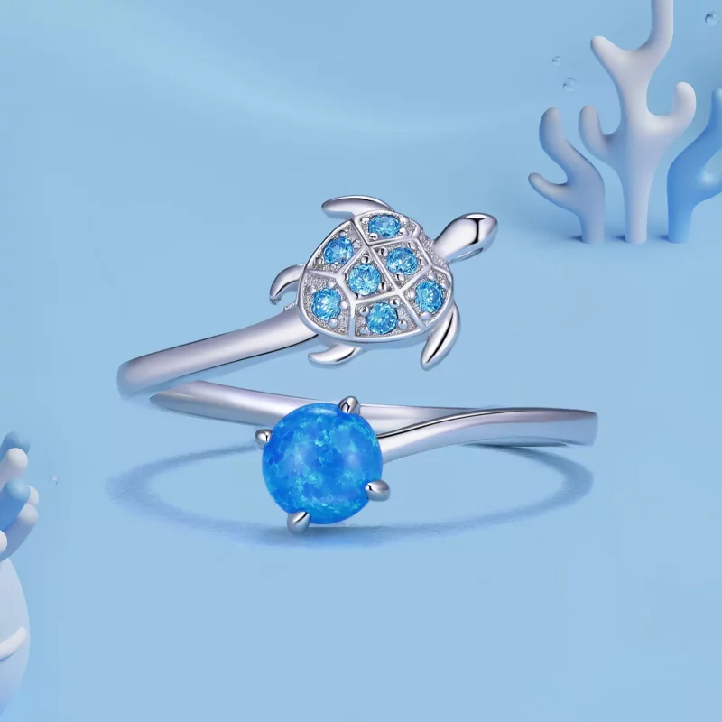 (imagen para) Anillo estilo Pandora con tortuga marina - SCR928 - Ver 3