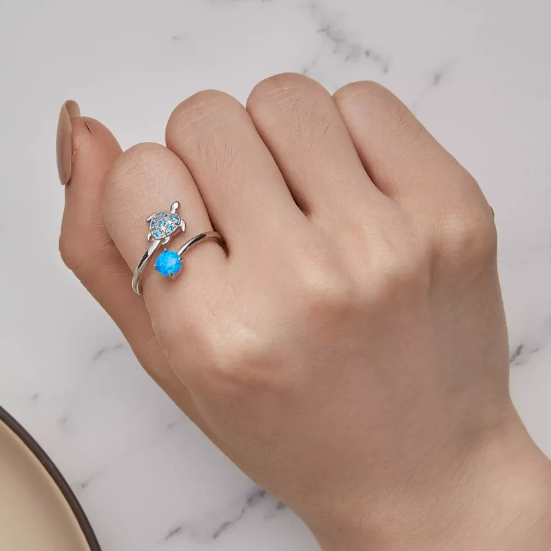 (imagen para) Anillo estilo Pandora con tortuga marina - SCR928 - Ver 4