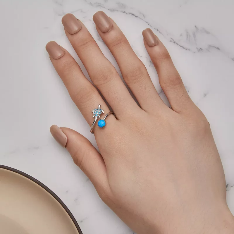(imagen para) Anillo estilo Pandora con tortuga marina - SCR928 - Ver 5
