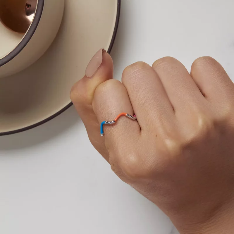 (imagen para) Anillo Pandora estilo arcoíris ondulado irregular - SCR941 - Ver 5