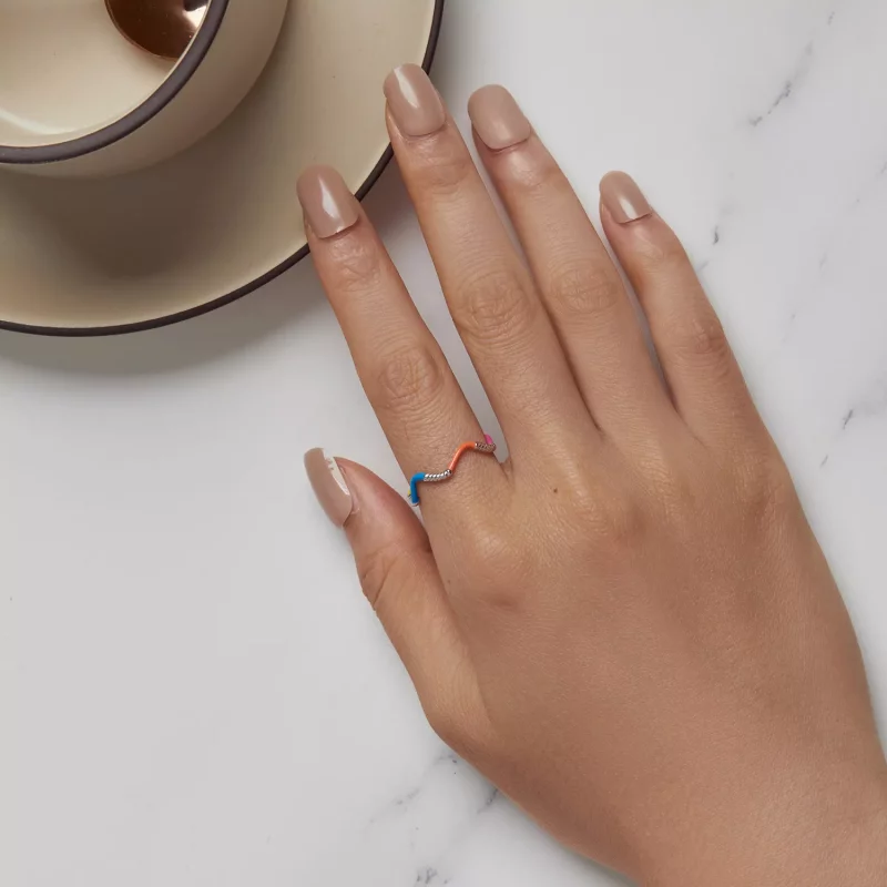 (imagen para) Anillo Pandora estilo arcoíris ondulado irregular - SCR941 - Ver 6