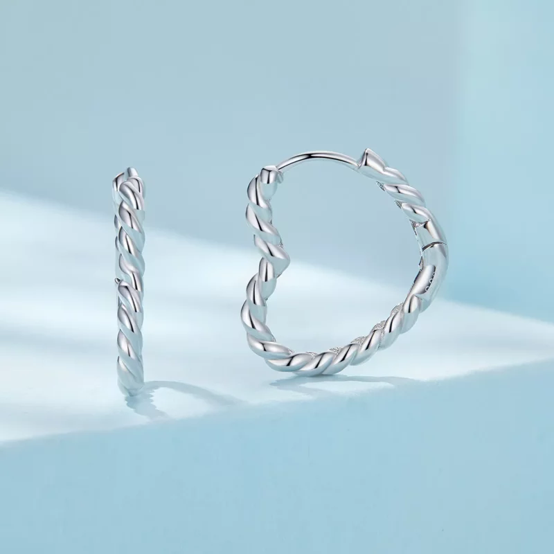 (imagen para) Aretes de argollas con estilo Pandora en forma de corazón - SCE1606 - Ver 2