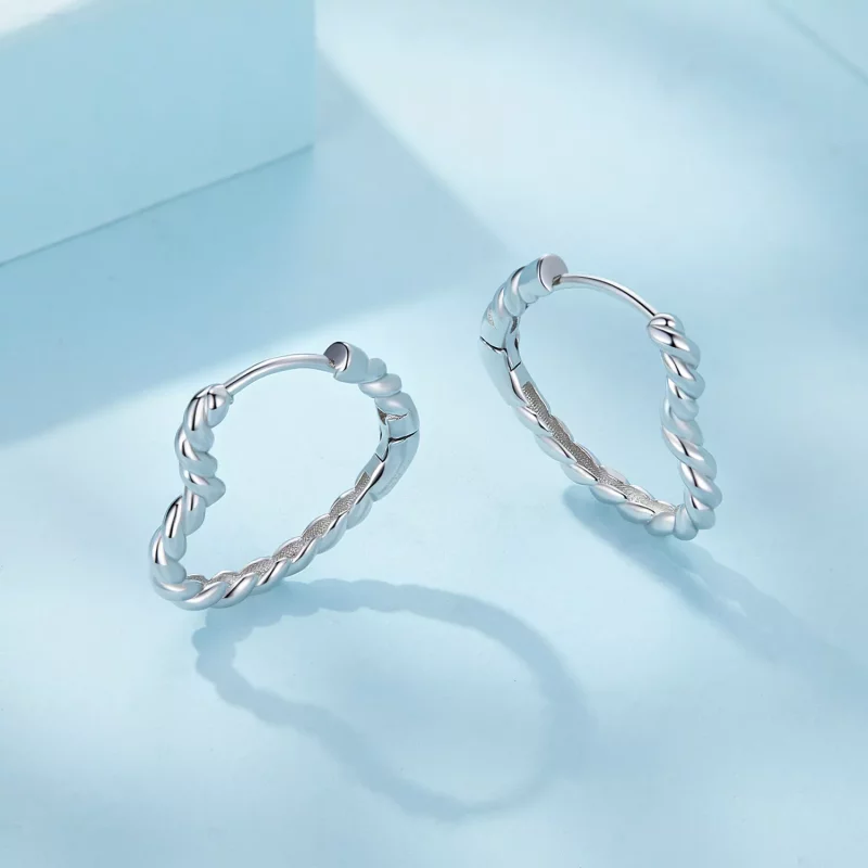 (imagen para) Aretes de argollas con estilo Pandora en forma de corazón - SCE1606 - Ver 3