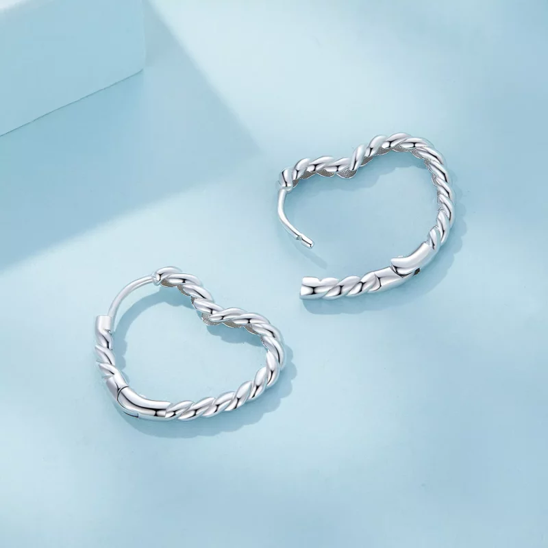 (imagen para) Aretes de argollas con estilo Pandora en forma de corazón - SCE1606 - Ver 4