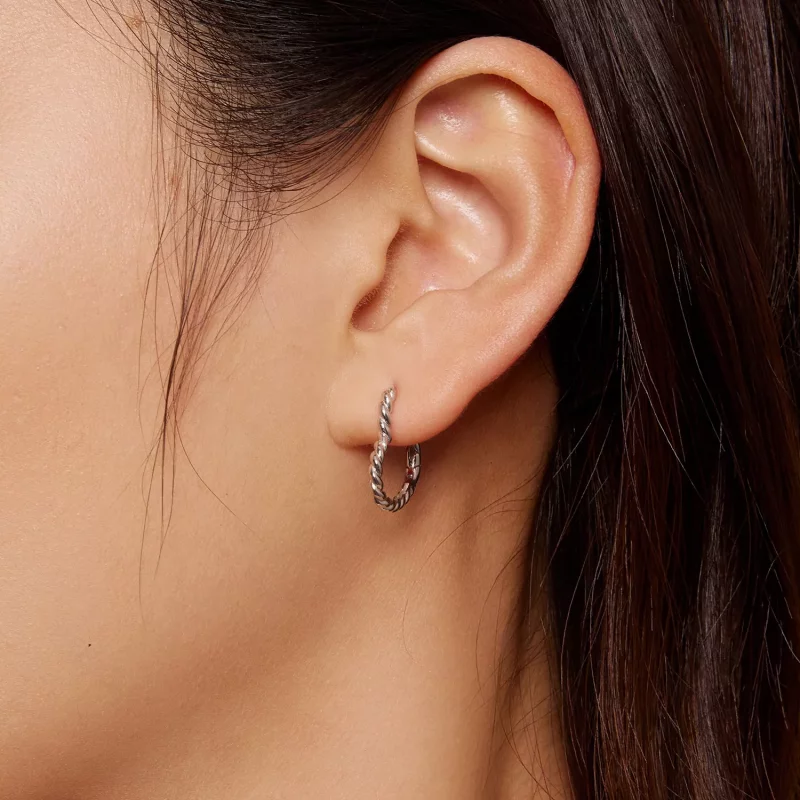 (imagen para) Aretes de argollas con estilo Pandora en forma de corazón - SCE1606 - Ver 5