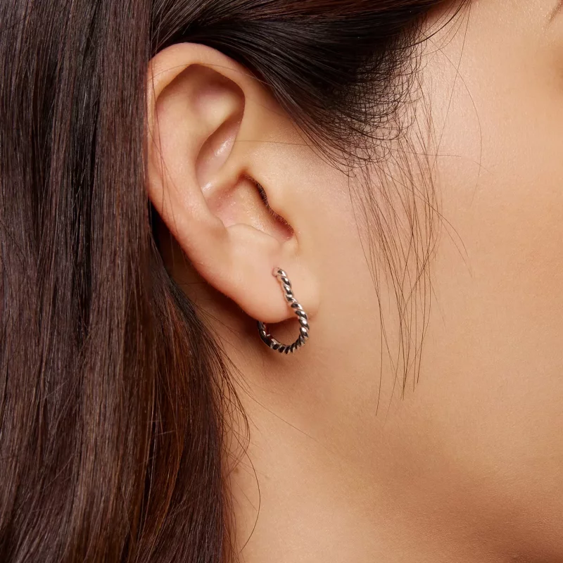(imagen para) Aretes de argollas con estilo Pandora en forma de corazón - SCE1606 - Ver 6