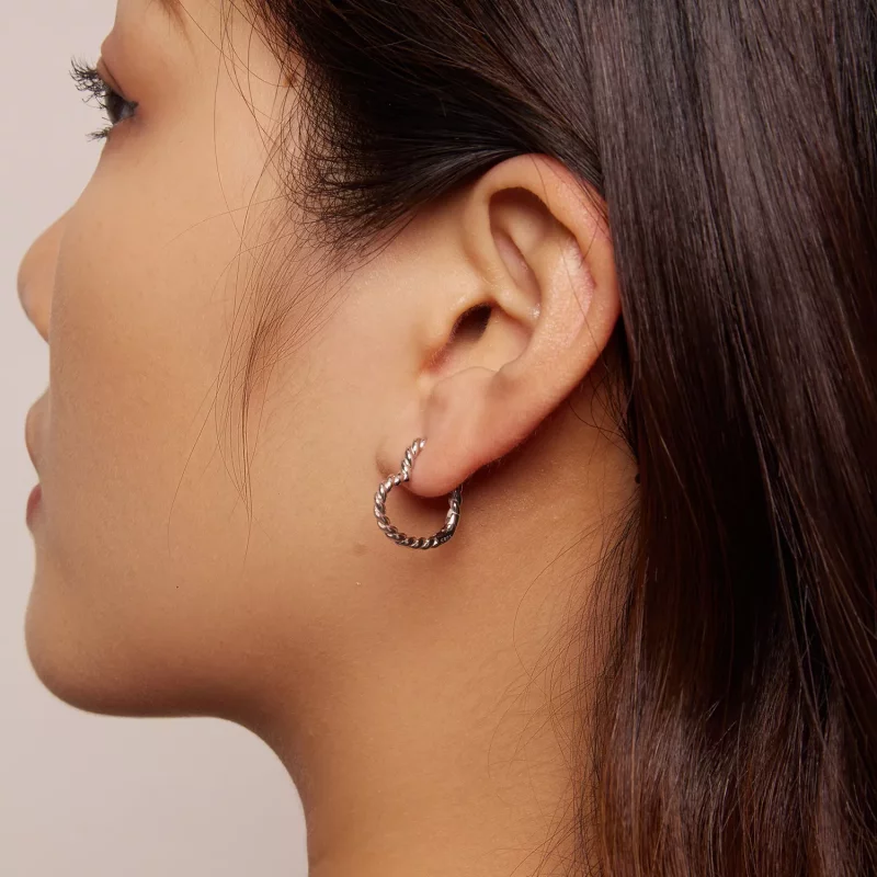 (imagen para) Aretes de argollas con estilo Pandora en forma de corazón - SCE1606 - Ver 7