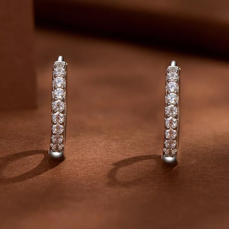 (imagen para) Aretes de argollas finas estilo Pandora con Moissanite - MSE022 - Ver 2
