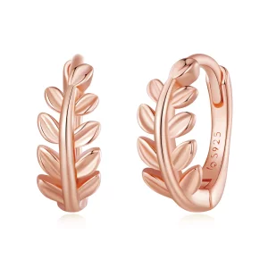 (imagen para) Aretes de aro estilo Pandora con hojas - BSE500-C