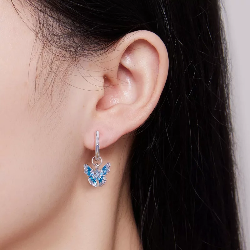 (imagen para) Aretes de aro estilo Pandora con mariposas - BSE845 - Ver 6