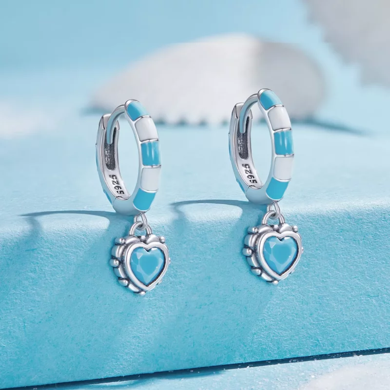 (imagen para) Aretes en forma de corazón estilo Pandora - SCE1594 - Ver 2