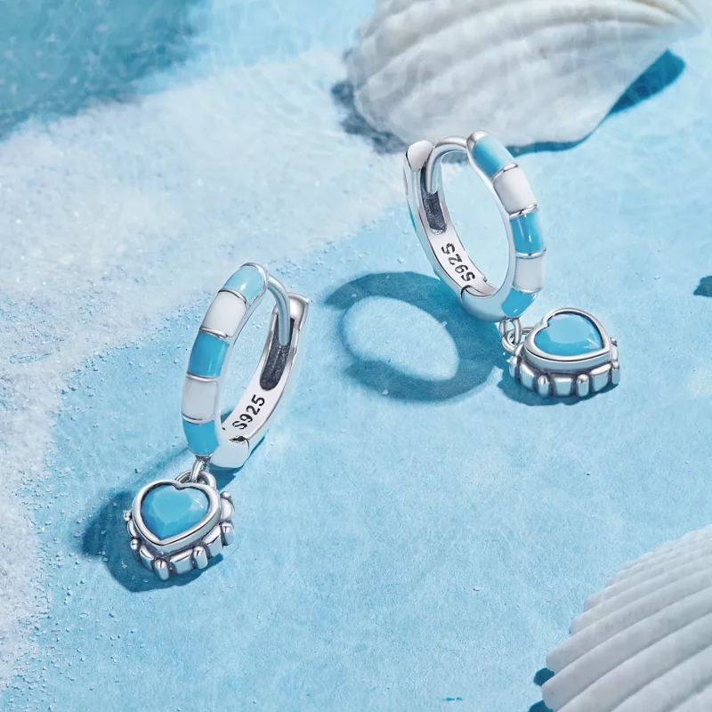(imagen para) Aretes en forma de corazón estilo Pandora - SCE1594 - Ver 3