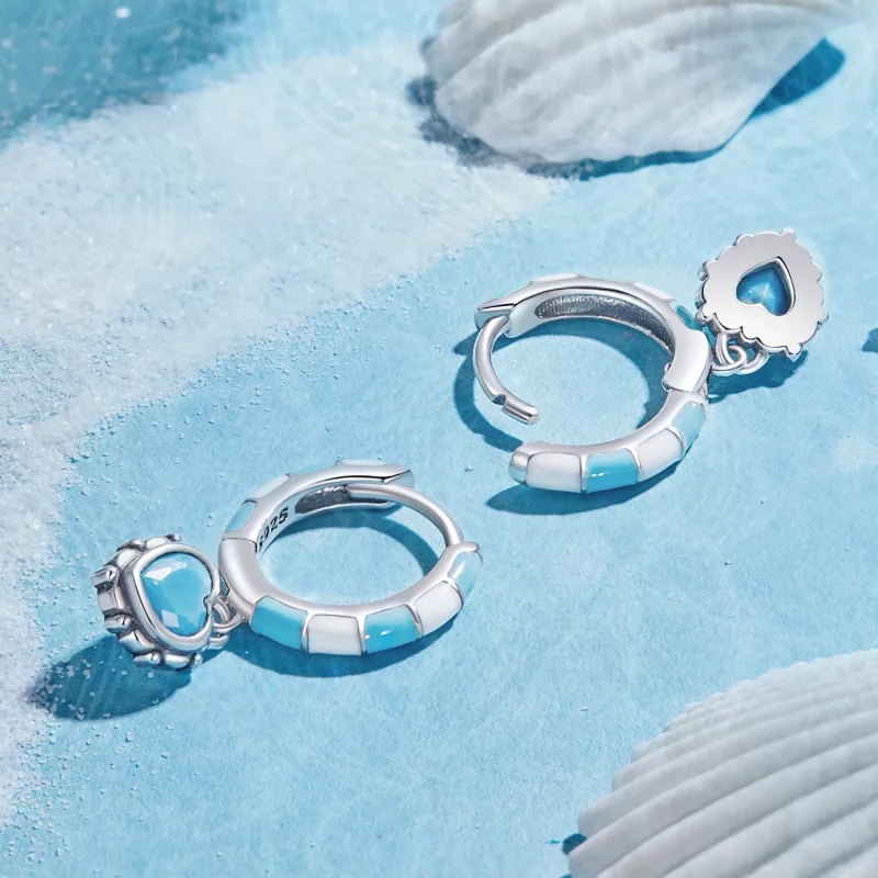 (imagen para) Aretes en forma de corazón estilo Pandora - SCE1594 - Ver 4