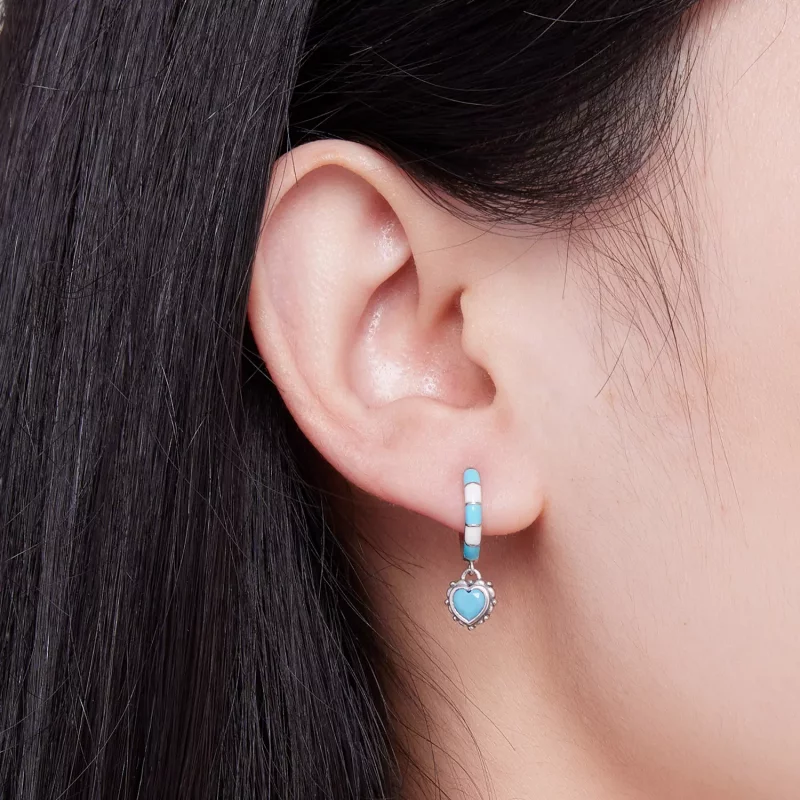 (imagen para) Aretes en forma de corazón estilo Pandora - SCE1594 - Ver 5