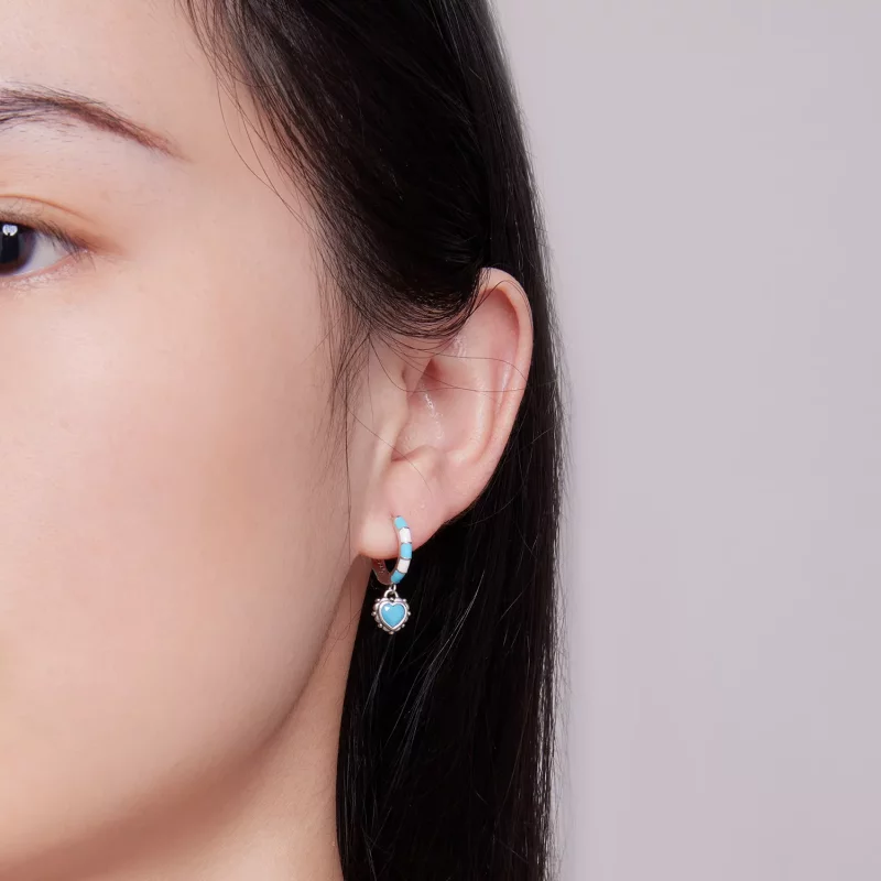 (imagen para) Aretes en forma de corazón estilo Pandora - SCE1594 - Ver 6
