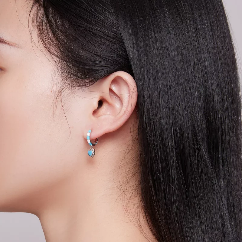 (imagen para) Aretes en forma de corazón estilo Pandora - SCE1594 - Ver 7