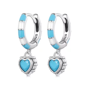 Aretes en forma de corazón estilo Pandora - SCE1594 (imagen para) Aretes en forma de corazón estilo Pandora - SCE1594