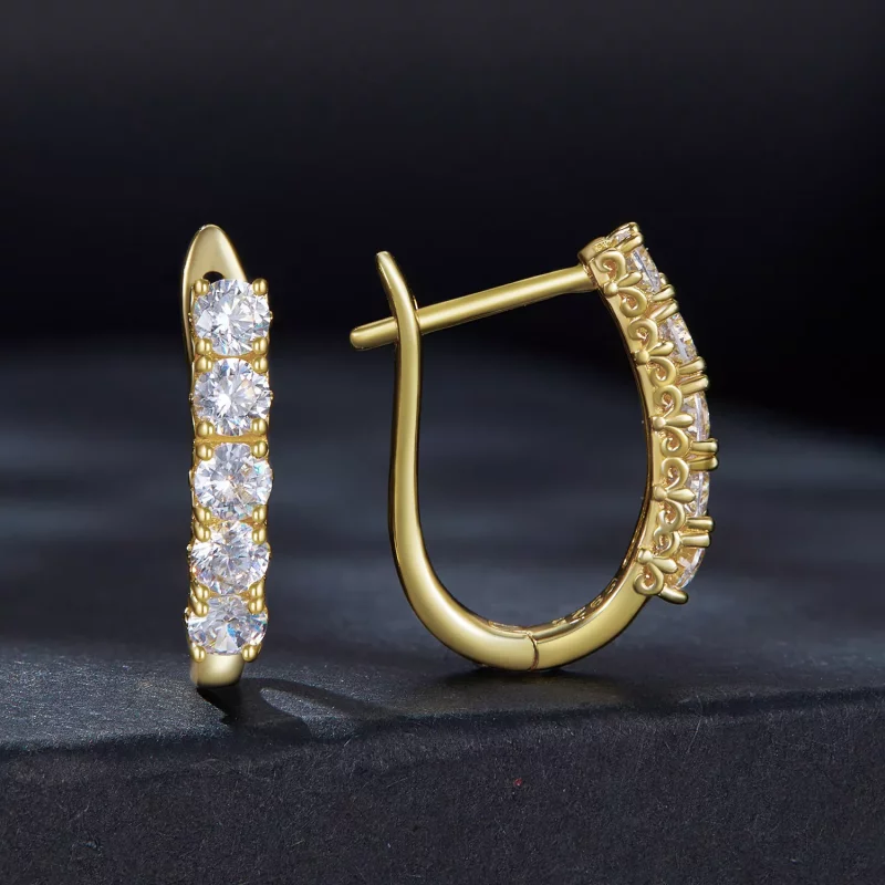 (imagen para) Aretes en forma de U con patrón de Moissanite de estilo Pandora - MSE011-B - Ver 2