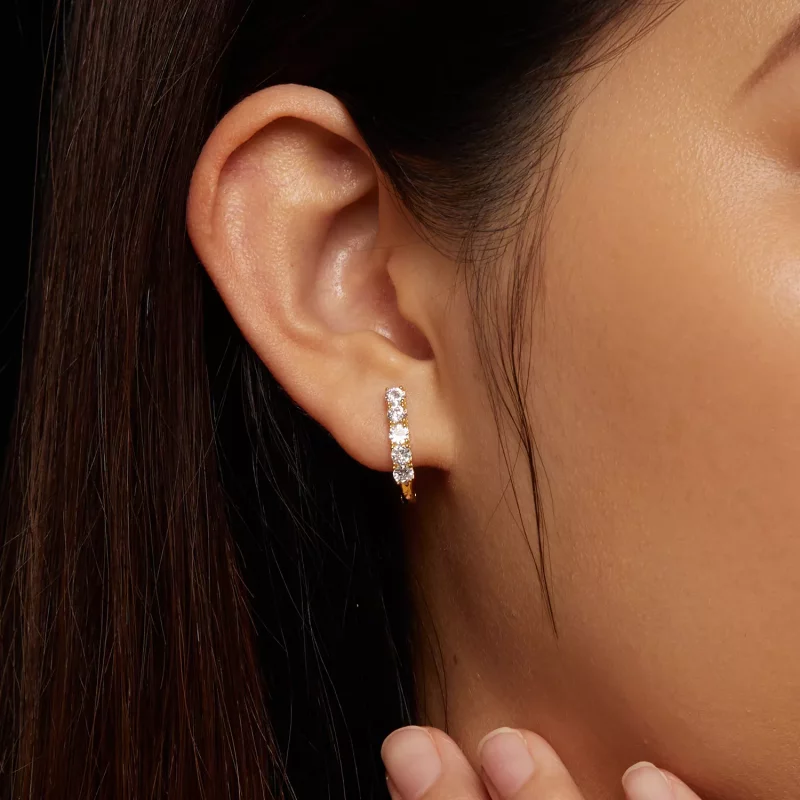 (imagen para) Aretes en forma de U con patrón de Moissanite de estilo Pandora - MSE011-B - Ver 5