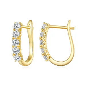 Aretes en forma de U con patrón de Moissanite de estilo Pandora - MSE011-B (imagen para) Aretes en forma de U con patrón de Moissanite de estilo Pandora - MSE011-B
