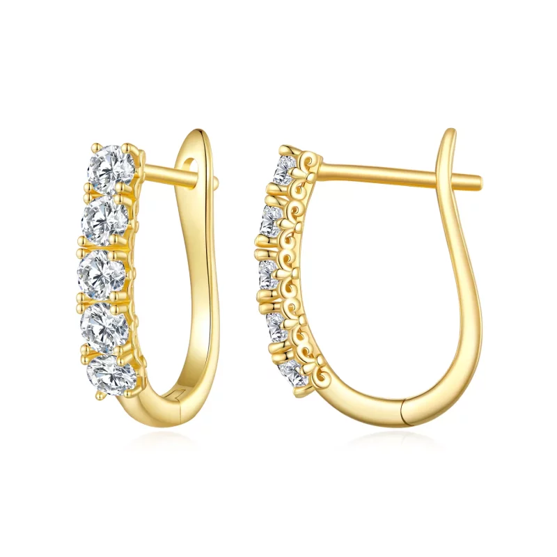 (imagen para) Aretes en forma de U con patrón de Moissanite de estilo Pandora - MSE011-B