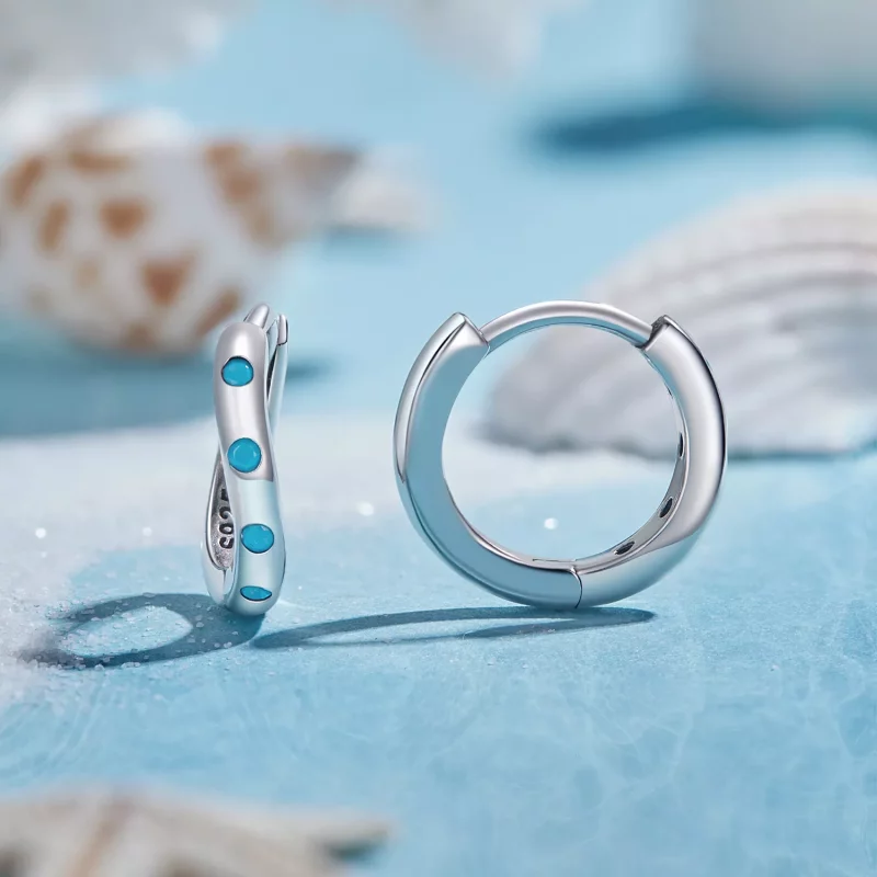(imagen para) Aretes estilo Pandora con forma de ondas - SCE1593 - Ver 2