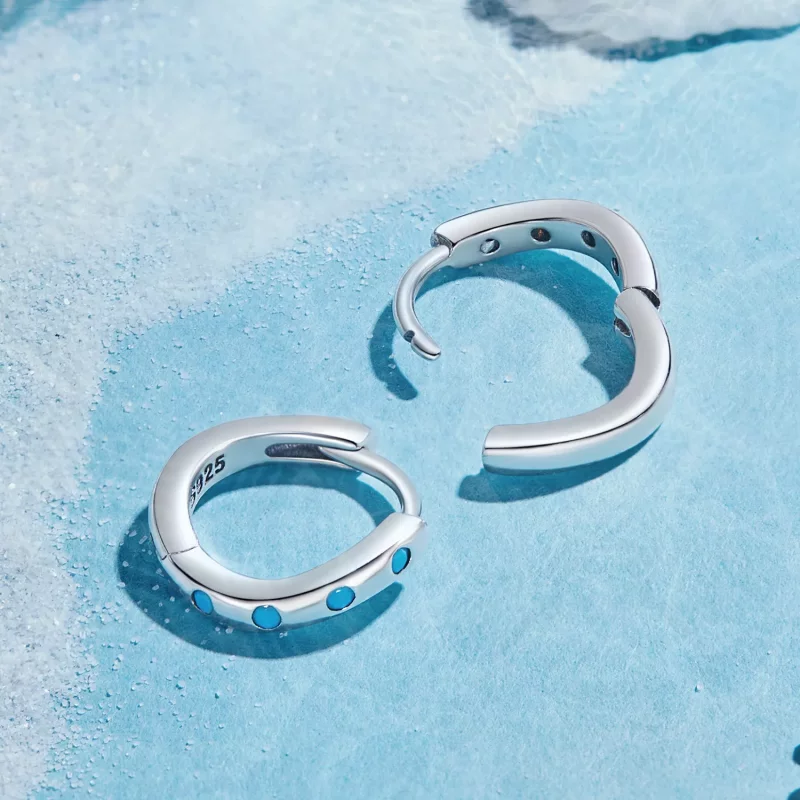 (imagen para) Aretes estilo Pandora con forma de ondas - SCE1593 - Ver 4