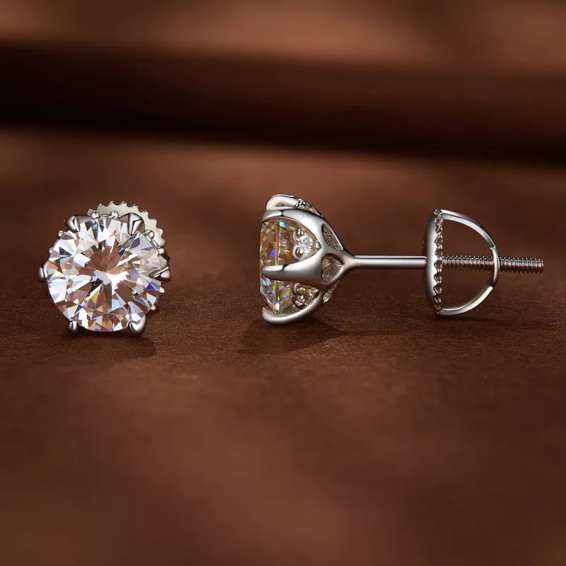 (imagen para) Aretes estilo Pandora de moissanita de 1 quilate - MSE020-L - Ver 2