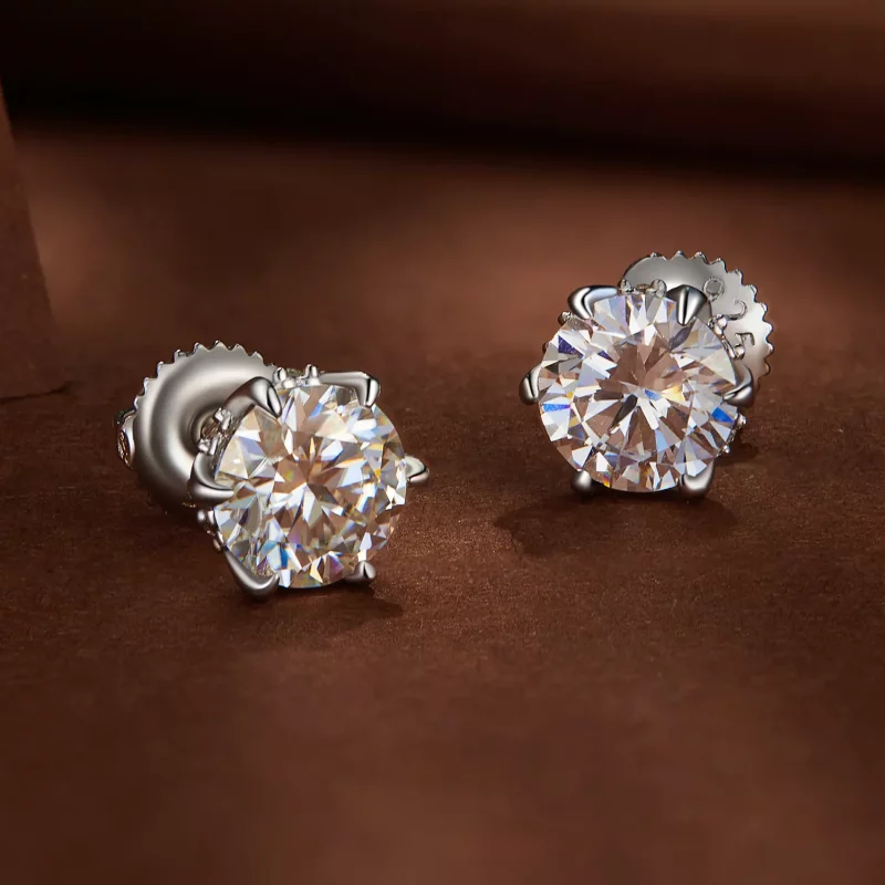 (imagen para) Aretes estilo Pandora de moissanita de 1 quilate - MSE020-L - Ver 3