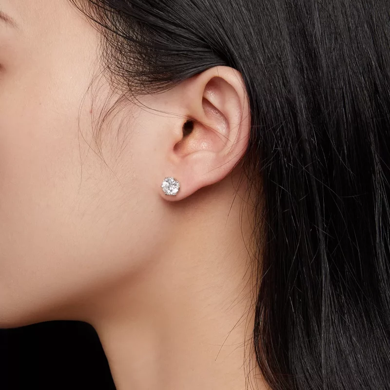 (imagen para) Aretes estilo Pandora de moissanita de 1 quilate - MSE020-L - Ver 5