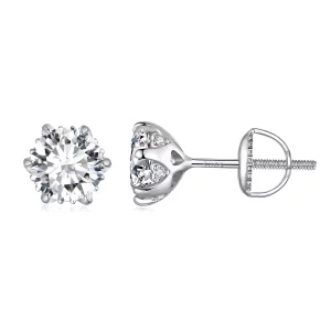 Aretes estilo Pandora de moissanita de 1 quilate - MSE020-L (imagen para) Aretes estilo Pandora de moissanita de 1 quilate - MSE020-L