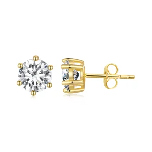 (imagen para) Aretes Pandora Style bañados en oro con circonitas brillantes - BSE615-6B