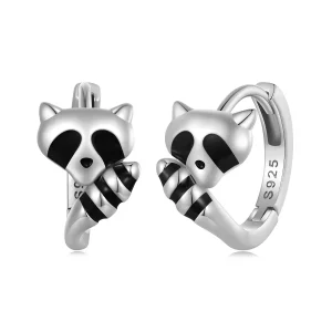(imagen para) Aretes tipo aros de estilo Pandora con diseño de mapache - SCE1603