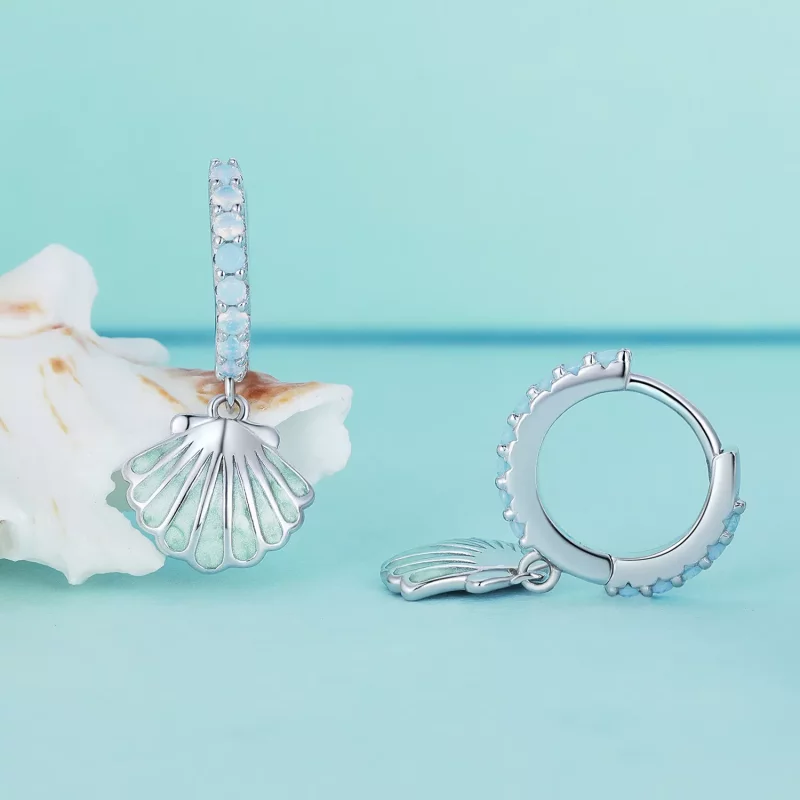 (imagen para) Aros de conchas estilo Pandora - BSE842 - Ver 2
