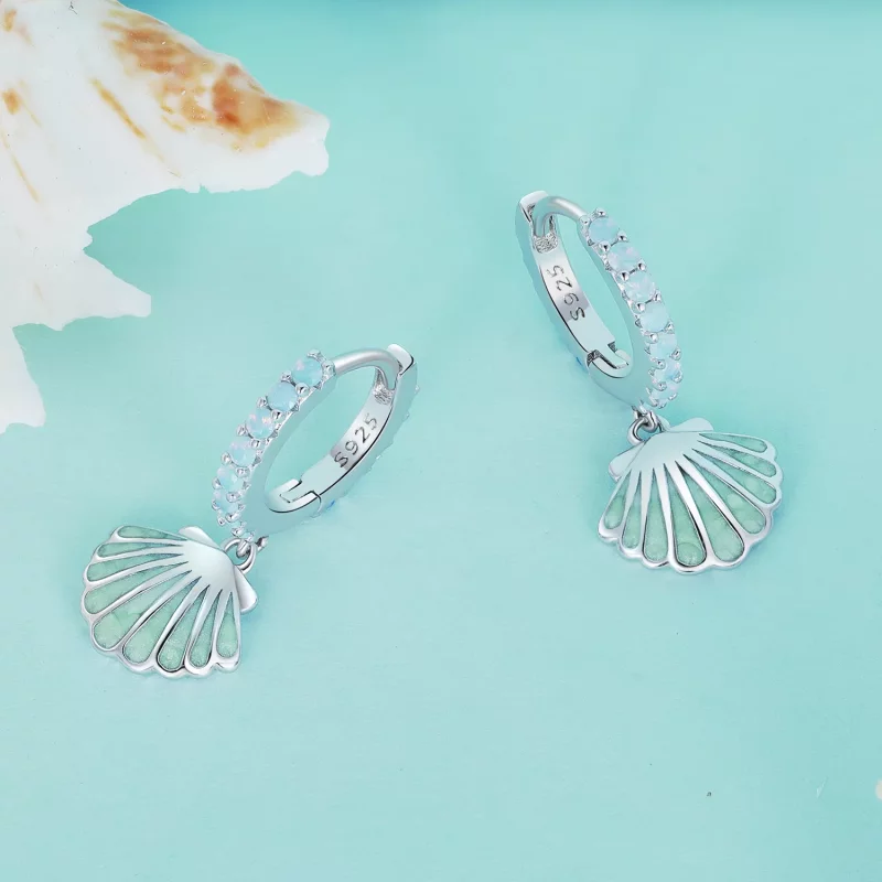 (imagen para) Aros de conchas estilo Pandora - BSE842 - Ver 3