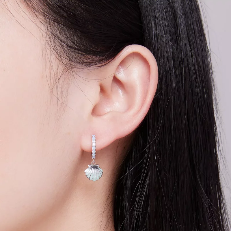 (imagen para) Aros de conchas estilo Pandora - BSE842 - Ver 7