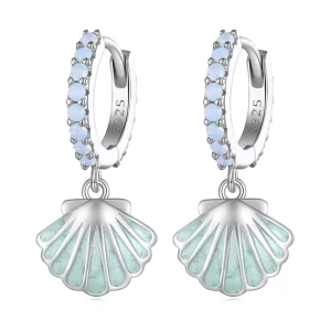 Aros de conchas estilo Pandora - BSE842 (imagen para) Aros de conchas estilo Pandora - BSE842