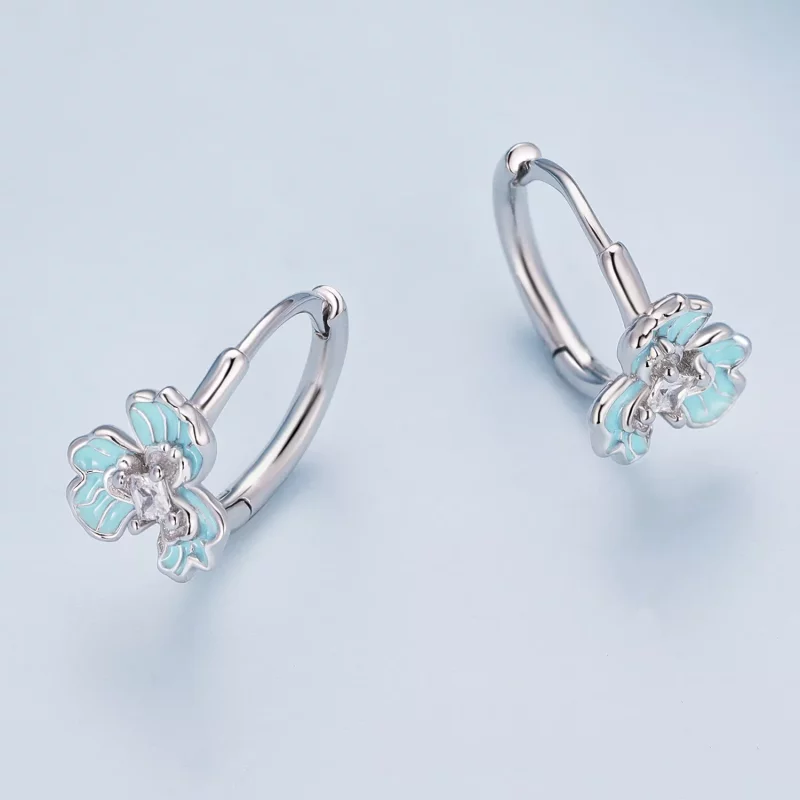 (imagen para) Aros de estilo Pandora con iris azul - BSE843 - Ver 3